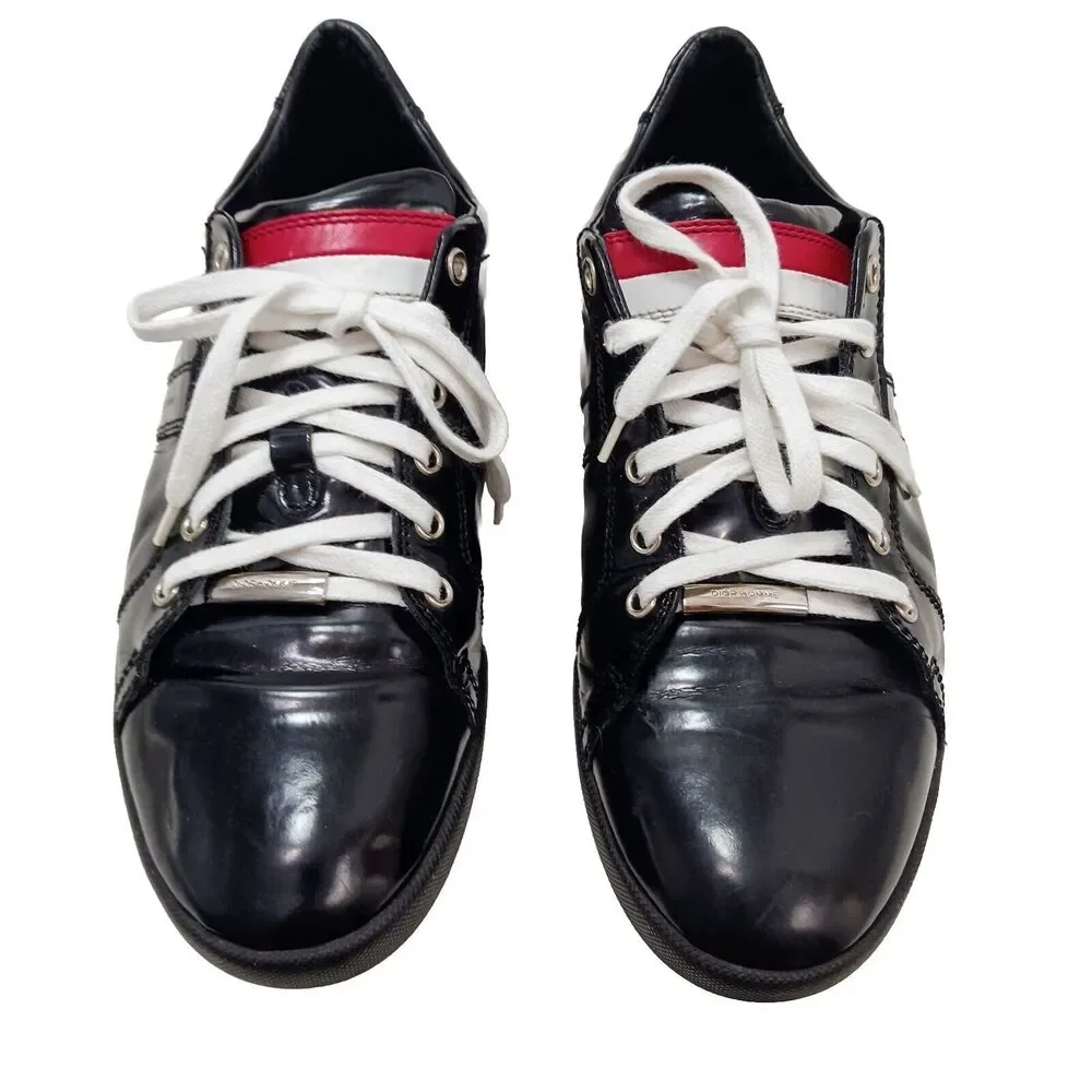 Christian‎ Dior Homme Patent Leather Trainers Men Sz 9 BLACK Red White Luxury